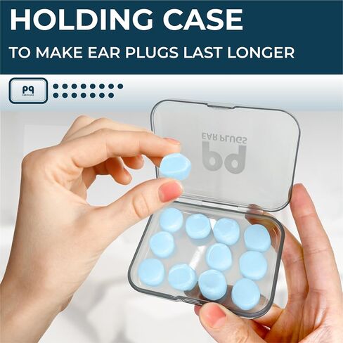 PQ Wax Ear Plugs for Sleeping, Swimming - 15 Soft Noise Cancelling Silicone Gel Wax Earplugs for Sleep and Swimmers, Ear Protection with Sound Blocking Level of 32 Db, (15-Pillows), Color: Blue in Saudi Arabia
