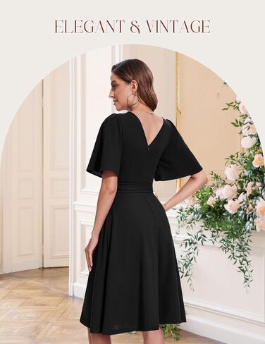 فستان Bbonlinedress متوسط ​​الطول للنساء لحفلات الكوكتيل وحفلات الزفاف الرسمية للضيوف مناسب ومضيئ لحفلات الكنيسة المتواضعة 2024 in Saudi Arabia