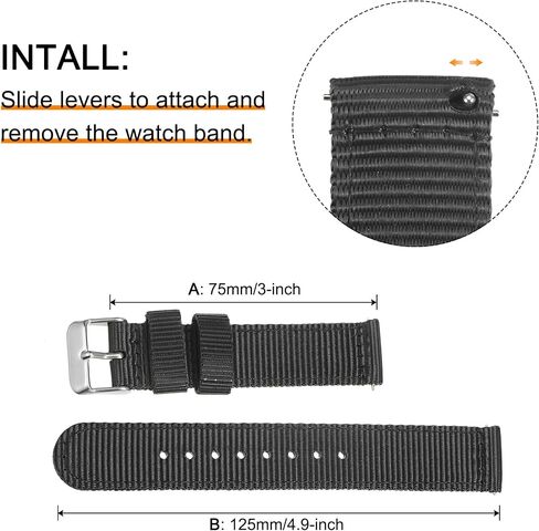 HARFINGTON Nylon Watch Band Durable Nylon Strap for Men, Universal Replacement Canvas Watchband in Kuwait