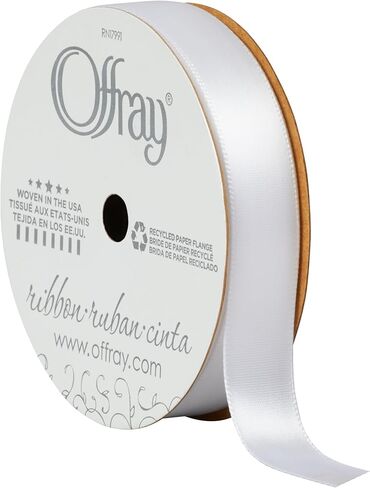 Offray 146475 5/8" Wide Single Face Satin Craft and Decorative Ribbon, 21-Foot Spool, Bone White in Saudi Arabia