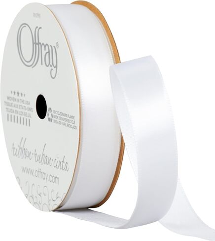 Offray 146475 5/8" Wide Single Face Satin Craft and Decorative Ribbon, 21-Foot Spool, Bone White in Saudi Arabia