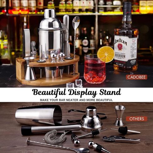 Bartender Kit with Bamboo Stand, 12 Piece 25oz Cocktail Shaker Set with All Essential Bar Tools Set for Drink Mixing, Ideal Gifts for Cocktail Lovers, Home Bar Bartending Kit with Cocktail Recipes in Saudi Arabia