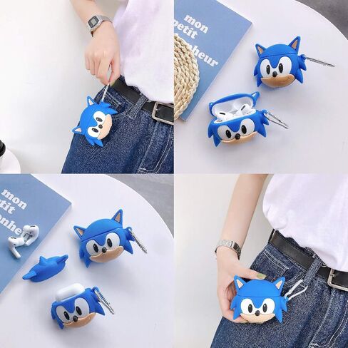 Compatible with Airpod pro case, Funny 3D Cartoon Silicone Design, Soft Leather Carabiner Protective Cover, Suitable for Fashionable Girls Children Teen Boys Airpod case (blue pro/pro2) in Saudi Arabia
