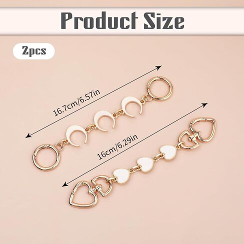 2pcs Bag Extender Chain Purse Strap Extenders for Handbags, Heart & Moon Purse Extender Chain Replacement Small Bag Charms Purse Extender Accessories for Handbags Purse Shoulder Bag Making Supplies in Saudi Arabia