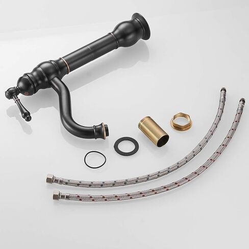 حنفية حوض حمام دوارة 360 درجة من BWE، صنبور حوض حمام برونزي مطلي بالزيت بمقبض واحد، صنبور خلاط مرحاض بفتحة واحدة مع مجموعة تصريف منبثقة بدون تدفق زائد وخط إمداد، جسم الحنفية in Kuwait