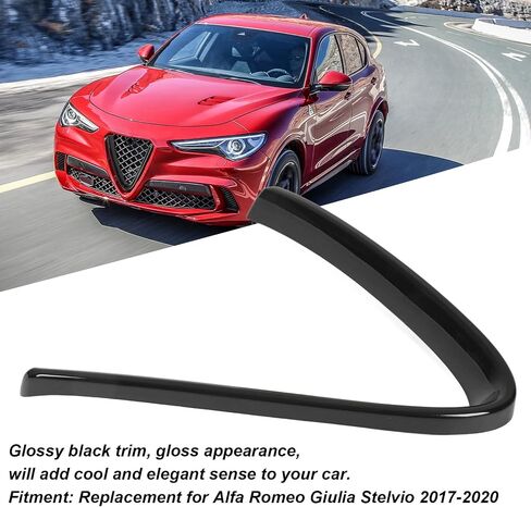 Replacement for Alfa Romeo Giulia Stelvio 2017-2020 Front Bumper Grill Cover, Glossy Black Front Grille Trim Front Grille Decorative Cover V Shape Frame Decoration Emblem Sticker in Saudi Arabia