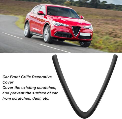 Replacement for Alfa Romeo Giulia Stelvio 2017-2020 Front Bumper Grill Cover, Glossy Black Front Grille Trim Front Grille Decorative Cover V Shape Frame Decoration Emblem Sticker in Saudi Arabia