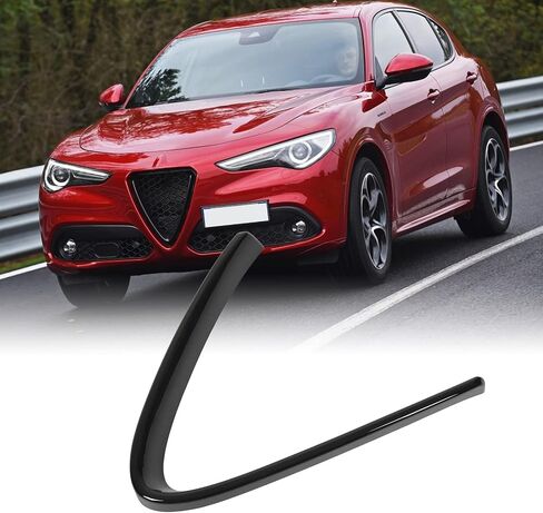 Replacement for Alfa Romeo Giulia Stelvio 2017-2020 Front Bumper Grill Cover, Glossy Black Front Grille Trim Front Grille Decorative Cover V Shape Frame Decoration Emblem Sticker in Saudi Arabia