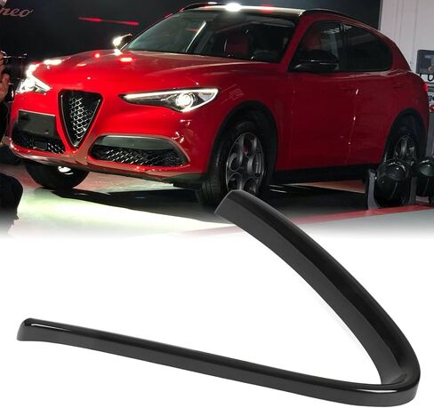 Replacement for Alfa Romeo Giulia Stelvio 2017-2020 Front Bumper Grill Cover, Glossy Black Front Grille Trim Front Grille Decorative Cover V Shape Frame Decoration Emblem Sticker in Saudi Arabia