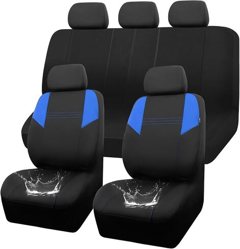 CAR PASS Waterproof Car Seat Covers Full Sets with 5mm Composite EVA, Neoprene Car Seat Cover with Separate Headrest Covers, Quick Setup Universal Fit for SUV Trucks,Airbag Compatible (Blue) in Saudi Arabia