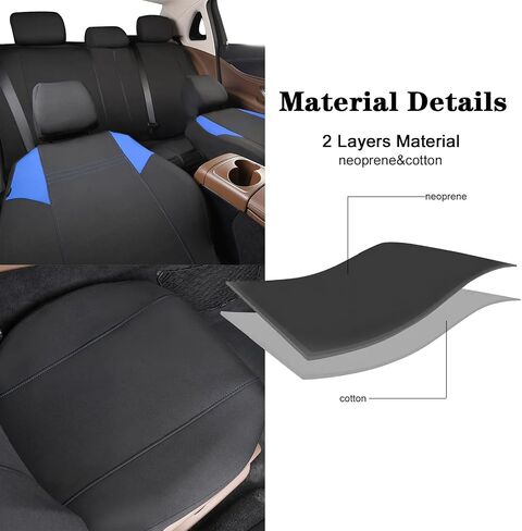 CAR PASS Waterproof Car Seat Covers Full Sets with 5mm Composite EVA, Neoprene Car Seat Cover with Separate Headrest Covers, Quick Setup Universal Fit for SUV Trucks,Airbag Compatible (Blue) in Saudi Arabia