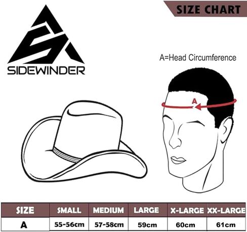قبعة SideWinder من جلد البقر الأسترالي للجنسين للبالغين للرجال والنساء قابلة للتشكيل على الطراز الغربي بحافة واسعة in Kuwait