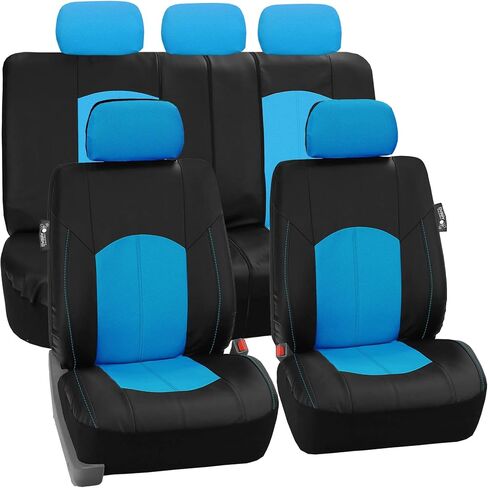 FH Group Universal Fit Full Set Faux Leather Car Seat Covers for Low Back Front Seat Covers, Airbag Compatible, Split Bench Rear Seat Cover for SUV, Sedan, Black in Saudi Arabia