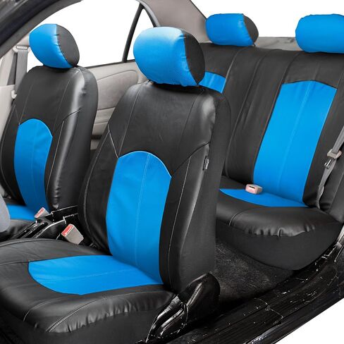 FH Group Universal Fit Full Set Faux Leather Car Seat Covers for Low Back Front Seat Covers, Airbag Compatible, Split Bench Rear Seat Cover for SUV, Sedan, Black in Saudi Arabia