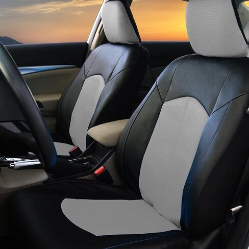 FH Group Universal Fit Full Set Faux Leather Car Seat Covers for Low Back Front Seat Covers, Airbag Compatible, Split Bench Rear Seat Cover for SUV, Sedan, Black in Saudi Arabia