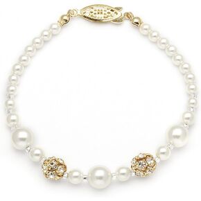 Mariell Pearl Bridal and Wedding Tennis Bracelet for Women, 7 or 8 Inch, Rhinestone Crystal, Made in USA
