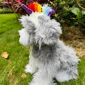 Handmade Knitted Cat Halloween Outfit,Funny Dog Costume,Punk Style Dog Hat and Cat Hat, Adjustable Cool Dog Clothes for Cats Puppy,Green Cat Costume for Birthday,Party,Holiday