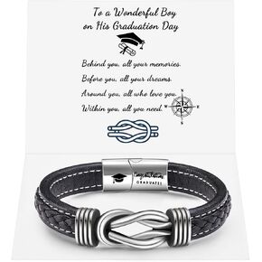 Infinity Knot Leather Bracelet for Men Birthday Christmas Anniversary Bracelet Idea Mens Braided Cuff 7.8/8.5/9 Inches Bracelet Forever Linked Together Bracelet for Man Son Husband Boyfriend Brother Grandson