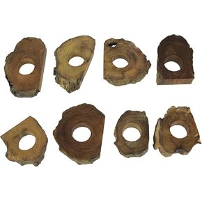 Rustic Elegance - Set of 8 Handcrafted Natural Acacia Wood Slice Napkin Rings - Unique Table Decor for a Charming Dining Experience - 4 Inches in Diameter