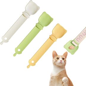 3PCS Cat Strip Feeder, Cat Strip Squeeze Spoon, Cute Cat Head Shaped Cat Food Strip Spoon, Multifunctional 2-in-1 Lickable Cat Food Dispenser, Cat Food Spoons for Wet Food Cat Pet Supplies