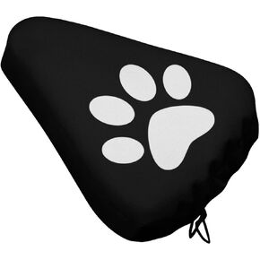 Bike Seat Cover Black Animal Paw Print Bike Saddle Rain Cover, Waterproof Bicycle Cushion Seat Protector with Drawstring for Rainproof and Dust Resistant