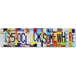Bar Sign Bar Decor Its 5 O'Clock Somewhere Sign, Home Wall Funny Vintage Bar Accessories, Man Cave Decor Gifts 4 x 16 Inches