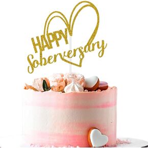 غلاف كعكة ذهبي لامع Happy Soberversary، Sober AF، لوازم حفلات الذكرى السنوية السعيدة لرصانة، مدمنو الكحول المجهولون، ديكور استعادة الرصانة in Kuwait