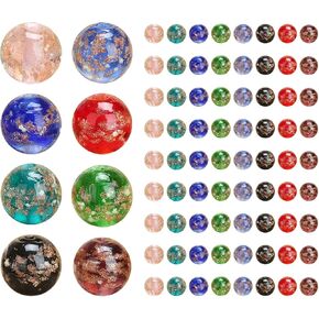 CDIYTOOL 80 قطعة خرز زجاجي مضيء 8 مم، خرز دائري مضيء متعدد الألوان مصنوع يدويًا، خرز زجاجي متنوع يتوهج في الظلام، خرز زجاجي مستدير فضفاض، خرز كروي فاصل كبير (مضيء) in Kuwait