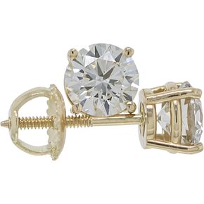 14k Yellow Gold Lab Grown Diamond Stud Earrings IGI Certified (I-J Color, VS2-SI1 Clarity)