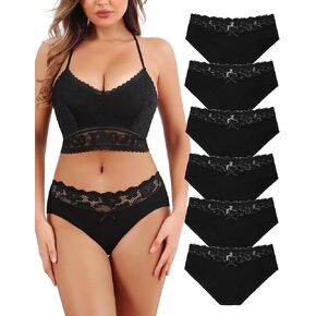 Aijolen Cotton Underwear for Women Bikini Panties Sexy Breathable Hipster with Lace Waist Multipack
