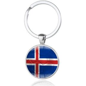 Art Attack Icelandic Flag Soccer Keychain, Iceland Our Boys National Football Team Accessories History Party Favor Fan Car Key Chain Ring Pendant Charm (Silver)