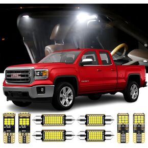 15 قطعة Sierra Chevy Silverado LED مجموعة مصابيح داخلية بديلة لـ GMC Sierra 2007 2008 2009 2010 2011 2012 2013 2014 حزمة لمبات LED داخلية بيضاء 6000K + ضوء لوحة الترخيص، أداة تثبيت