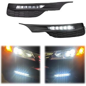 KUAFU High Power LED Fog Lights Driving Lamps Kit w/Switch, Bezel Covers & Relay Wiring For 2016 2017 Honda Accord Sedan 4Dr