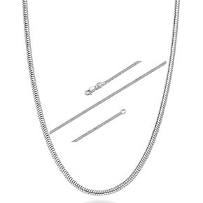 LUHE Silver Chain Sterling Silver Snake Chain Necklace 1MM Italian Crafted Thin Chains Lightweight Strong Chains - Lobster Claw Clasp Gifts for Women Girls 14-30 inchs