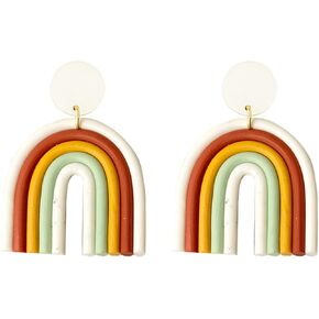 coadipress Heart Rainbow Chain Stud Earrings for Women Girls Cool Weird Lightweight Resin Acrylic Personality Dangle Drop Earrings Jewelry in Kuwait