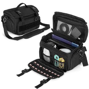 PGmoon Travel Bag Compatible with Steam Deck / Legion Go / Steam Deck OLED, Tactical Shoulder Storage Carrying Case with Pockets for Dock, AC Adapter, Controllers