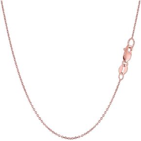 The Diamond Deal 14K Yellow or White Or Rose/Pink Gold 1.1mm Shiny Round Cable Link Chain Necklace for Pendants and Charms with Lobster-Claw Clasp (16" and 18 inch)