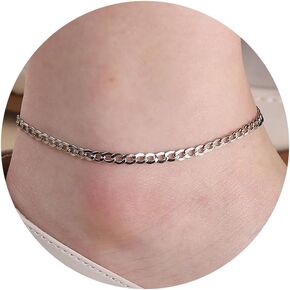 MILACOLATO Anklet for Women 925 Sterling Silver Ankle Bracelet 18K White Gold Plated Bead Dot Star Heart Infinity Layered Ankle Bracelet Ajustable Foot Ankle Bracelet Beach Jewelry