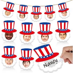80Pcs Patriotic Hat Cutout 4th of July Hat Bulletin Board Patriotic American Flag Cut Outs Independence Day Classroom Decor for DIY Craft Art Kindergarten School Home Wall Supplies