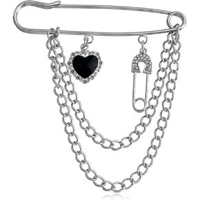coadipress Hanging Long Chain Brooch Pin for Men Women Fashion Retro Silver Butterfly Bar Pins Safety Pin Punk Cool Chains Sweater Shawl Collar Coat Brooches Pin for Girls