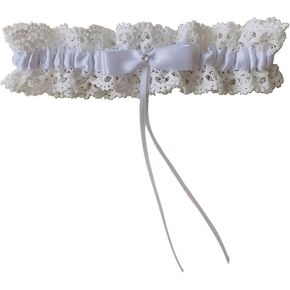 Taube Wedding Garter Set for Bride Stretchy Lace Leg Garter Floral Garters for Bride with Pearl and Rhinestones in Saudi Arabia