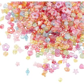 CHGCRAFT 920Pcs/500g 10 Style Transparent Acrylic Beads Mixed Shapes Plated Acrylic Charms for Jewelry Making Bracelets Necklace Earring Keychain Crafts, AB Color,12x11mm