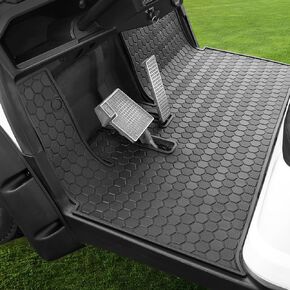 Golf Cart Floor Mat, Full Coverage Replacement for Yamaha Drive2 (2017-2023) & UMAX Rally 4x4-Rubber, Anti-Slip Hexagonal Pattern & Black Trim