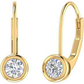 1/2 Carat Diamond Lever-back Drop Earrings in 14K Gold - IGI Certified
