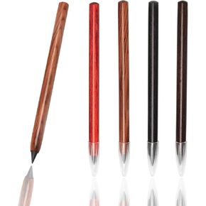 VANANA 5 PCS Wooden Inkless Pencil, Infinity Pencil, Everlasting Eternal Reusable Magic Pencil for Writing Drawing, Home Office School (#1 Wooden, Pack of 5 Pcs)