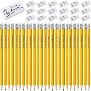 50 Pcs Inspirational Motivational Gifts 25 You are Awesome Pencils Party Favor with 25 White Encouraging Eraser 2025 Graduation Gift for School Students Classrooms Party Bag Goodie Bag Filler
