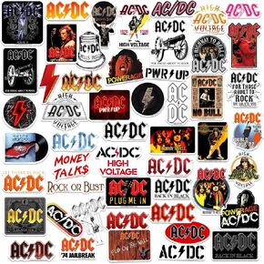 ACDC AC/DC 50ct Vinyl Large Deluxe Stickers Variety Pack - Laptop, Water Bottle, Scrapbooking, Tablet, Skateboard, Indoor/Outdoor - Set of 50