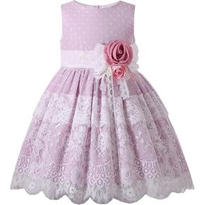 Pettigirl Girls Elegant Spring Summer Purple Tulle Lace Sleeveless Clothing Kids Lovely Princess Festival Party Dresses