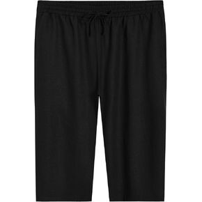 Weintee Women's Plus Size Petite Linen Capris with Pockets