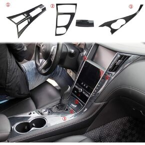 Carbon Fiber Center Console Dashboard Air Vent Gear Cup Holder Panel Cover Trim for Infiniti Q50 2014-2023 Q60 2017-2022